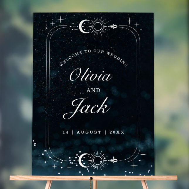 Starry Night Wedding Celestial Invitation, Galaxy  Acrylic Sign (Neutral)