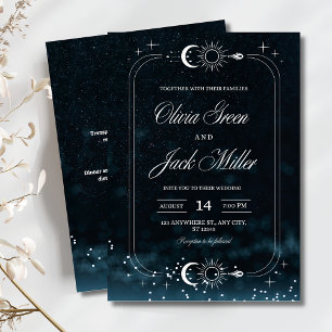 Starry Night Wedding Celestial Invitation, Galaxy Invitation