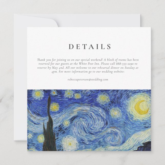 Starry Night Wedding Details Card (Front)