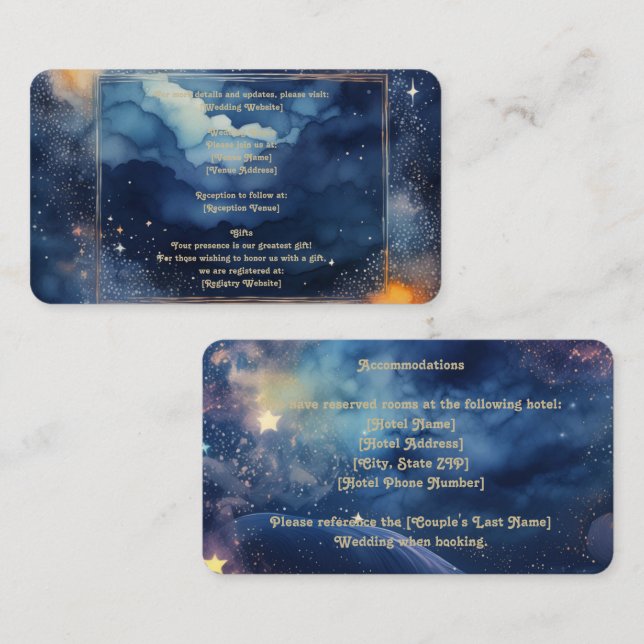 Starry Night Wedding Enclosure Card  (Front/Back)
