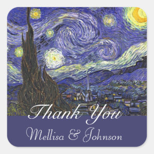 Starry Night wedding favour thank you Square Sticker