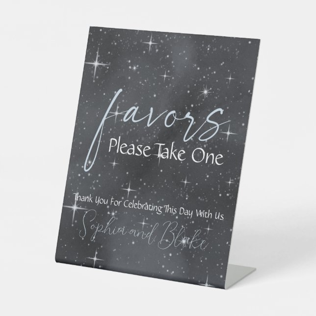 Starry Night Wedding Favours Pedestal Sign (Front)