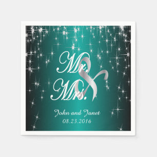 Starry Night Wedding in Colour   Metallic Teal Napkin