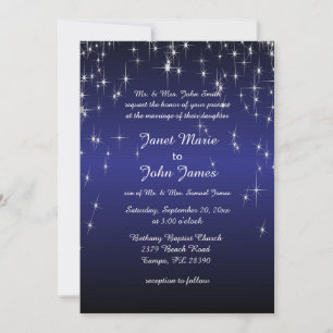 Starry Night Wedding in Dark Blue Invitation