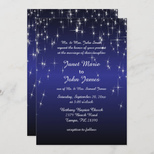 Starry Night Wedding in Dark Blue Invitation