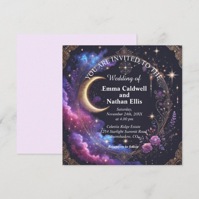 Starry Night Wedding Invitation (Front/Back)