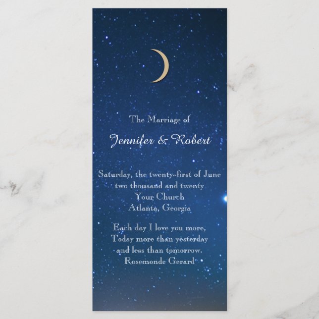 Starry Night Wedding Program Programme (Front)
