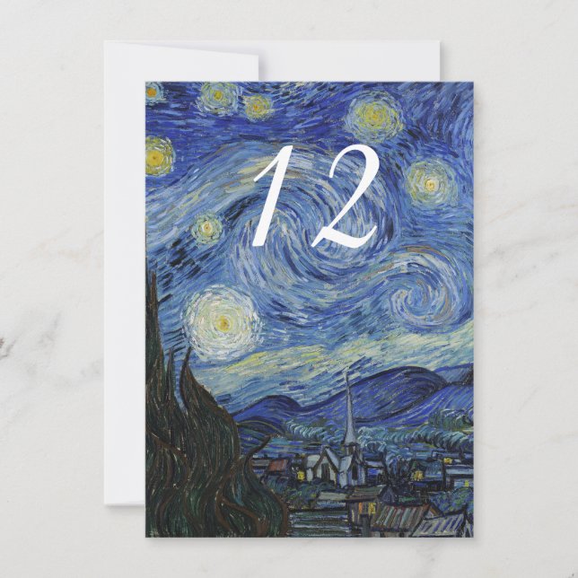 Starry Night Wedding Reception Table Number (Front)