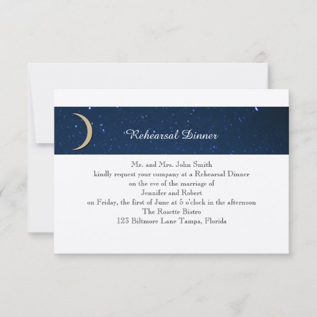 Starry Night Wedding Rehearsal Invitation (Front)