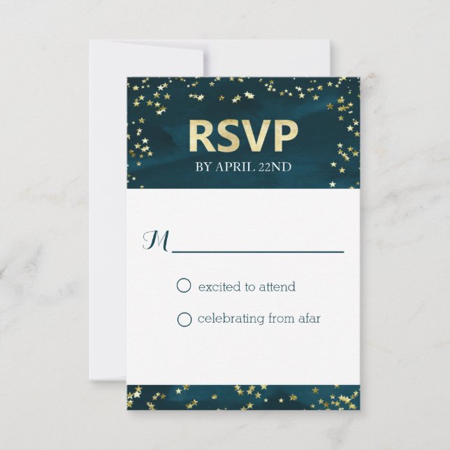 Starry Night Wedding RSVP Card (Front)