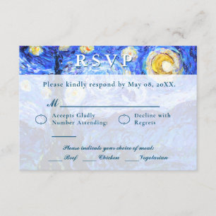 Starry Night Wedding RSVP Custom Invite Cards