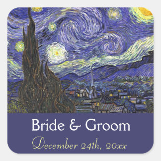 Starry Night wedding save the date Square Sticker