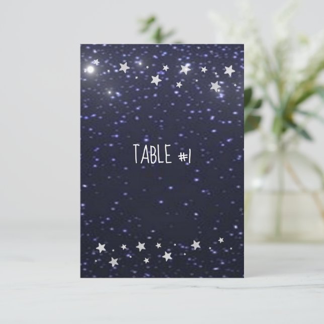 Starry Night Wedding Table Card (Standing Front)