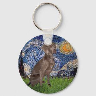 Starry Night - Weimaraner (Z) Key Ring