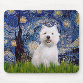 Starry Night - Westie 2 Mouse Mat