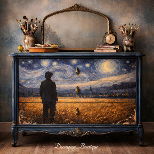 Starry Night Wheat Field Landscape Decoupage Tissue Paper
