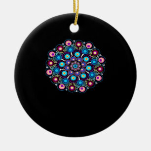 Starry Night Whimsigoth Dot Mandala Ceramic Tree Decoration