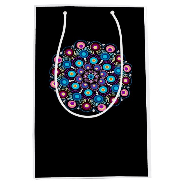 Starry Night Whimsigoth Dot Mandala Medium Gift Bag (Front)