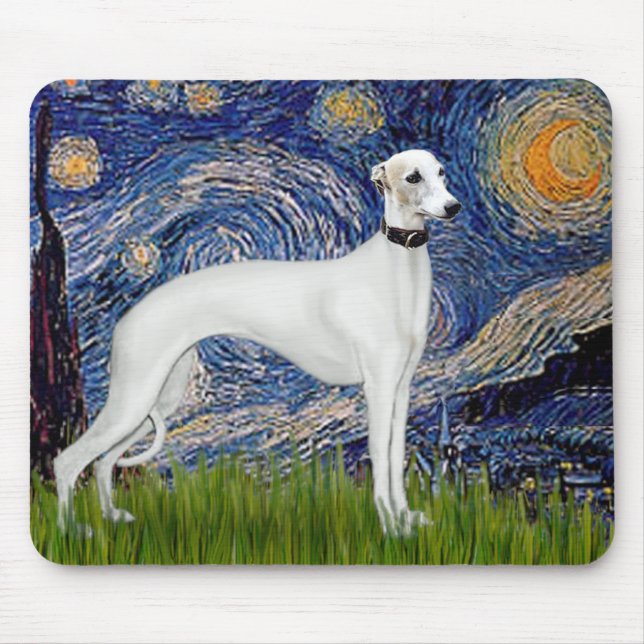 Starry Night - Whippet (11b) Mouse Mat (Front)