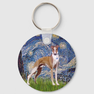 Starry Night - Whippet (stand) Key Ring
