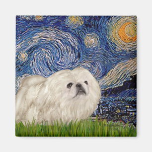 Starry Night - White Pekingese 4 Magnet