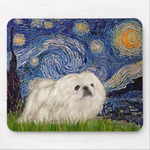 Starry Night - White Pekingese 4 Mouse Mat