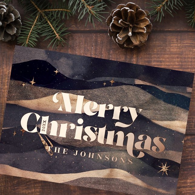 Starry Night Winter Sky Modern Elegant Chic Foil Holiday Card (Creator Uploaded)