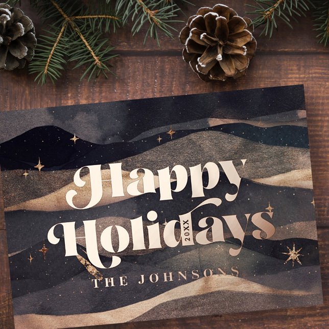 Starry Night Winter Sky Modern Elegant Chic Foil Holiday Card (Creator Uploaded)