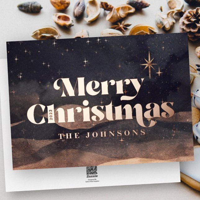 Starry Night Winter Sky Modern Elegant Chic Foil Holiday Card (Creator Uploaded)