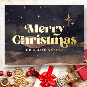 Starry Night Winter Sky Modern Elegant Chic Foil Holiday Postcard