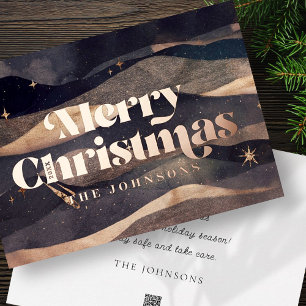 Starry Night Winter Sky Modern Elegant Chic Foil Holiday Postcard