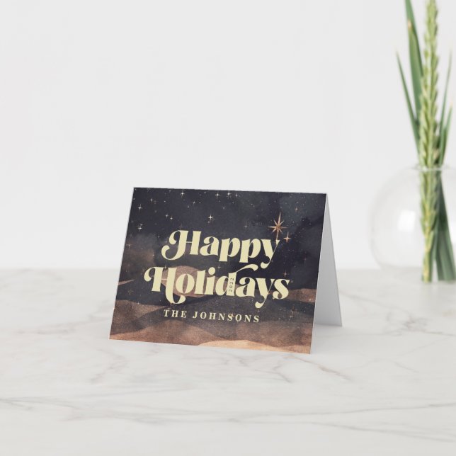 Starry Night Winter Sky Modern Elegant Chic Holiday Card (Front)