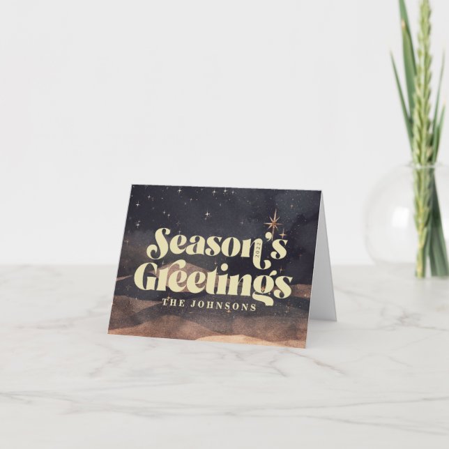 Starry Night Winter Sky Modern Elegant Chic Holiday Card (Front)