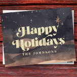 Starry Night Winter Sky Modern Elegant Chic Holiday Postcard<br><div class="desc">Design is composed of starry night winter sky background with vintage style bold serif 

Available here:
http://www.zazzle.com/store/selectpartysupplies</div>