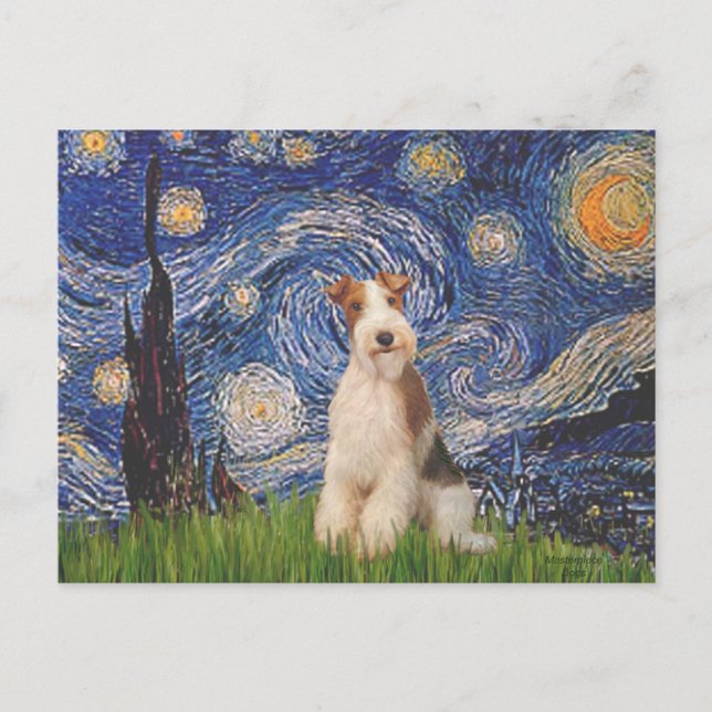 Starry Night - Wire Fox Terrier 3 Postcard (Front)