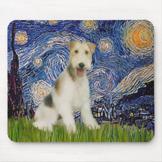 Starry Night - Wire Fox Terrier (M) Mouse Mat (Front)