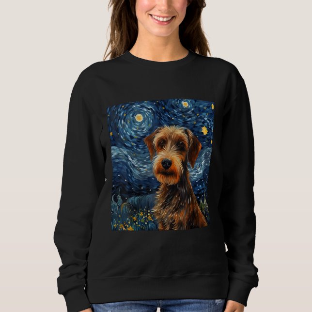 Starry Night Wirehaired Dachshund - Wirehaired Dac Sweatshirt (Front)