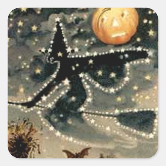 Starry Night Witch Square Sticker (Front)