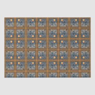 Starry Night Witch with Square Fall Border Tissue Paper