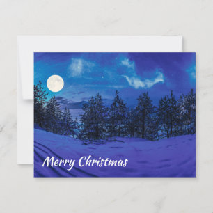 Starry night with full moon in forest card