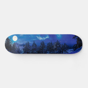 Starry night with full moon in forest skateboard