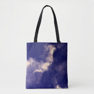 Starry night with galaxy tote bag
