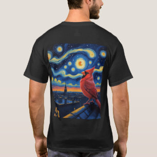 Starry Night with Northern Cardinal T-Shirt