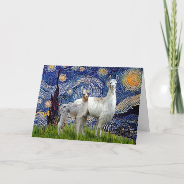 Starry Night with Two Llamas Card (Front)