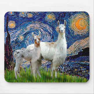 Starry Night with Two Llamas Mouse Mat