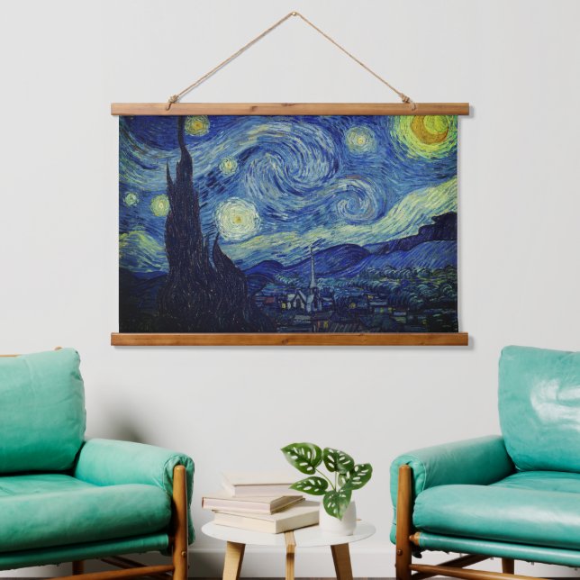 Starry Night Wooden Tapestry by Vincent Van Gogh (Living Room)