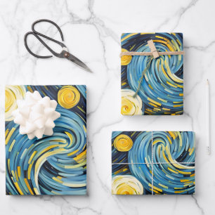 Starry Night Wrapping Paper Sheet