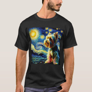 Starry Night Yorkshire Terrier Van Gogh Lover T-Shirt