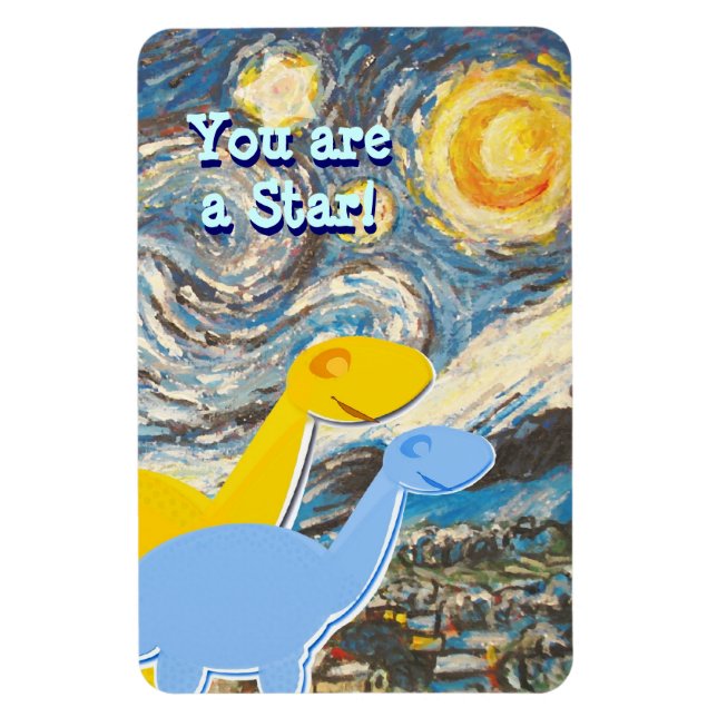 Starry Night You are a Star Cute Dinos Magnet (Vertical)