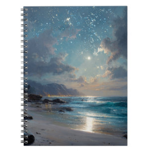 Starry Ocean Night Beach Notebook